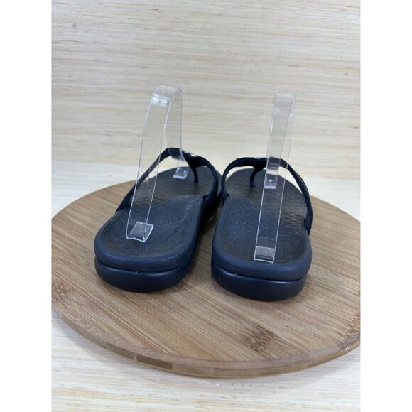 Vionic Tide Aloe Black Leather Toe Post Sandals Womens Size 8 - Picture 4 of 8
